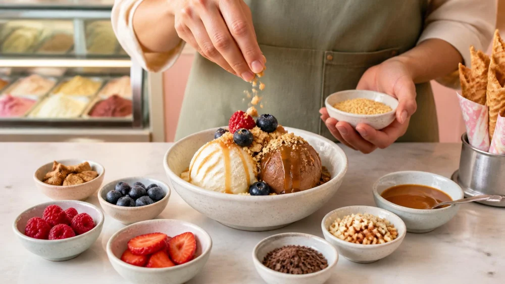 Ice Cream Toppings: Balance Crunch, Sauce, and Scoops