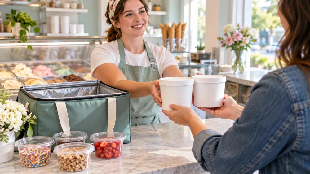 Ice Cream Takeout: Container, Melt, and Freezer Timing