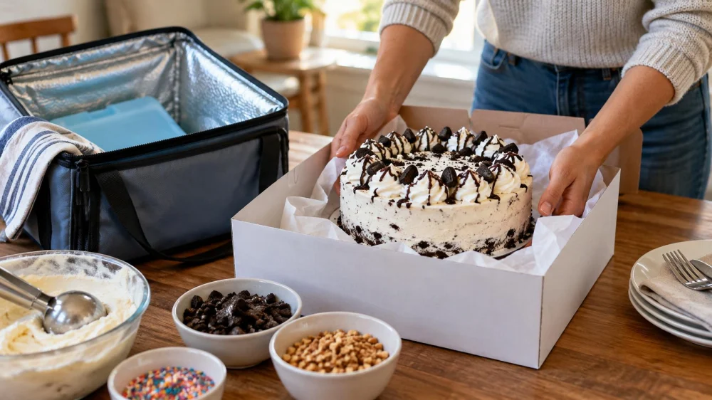 Ice Cream Cake Transport: Temperature, Box, and Timing