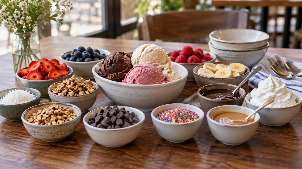 Dairy-Free Sundae Choice: Base, Toppings, and Shared Scoops